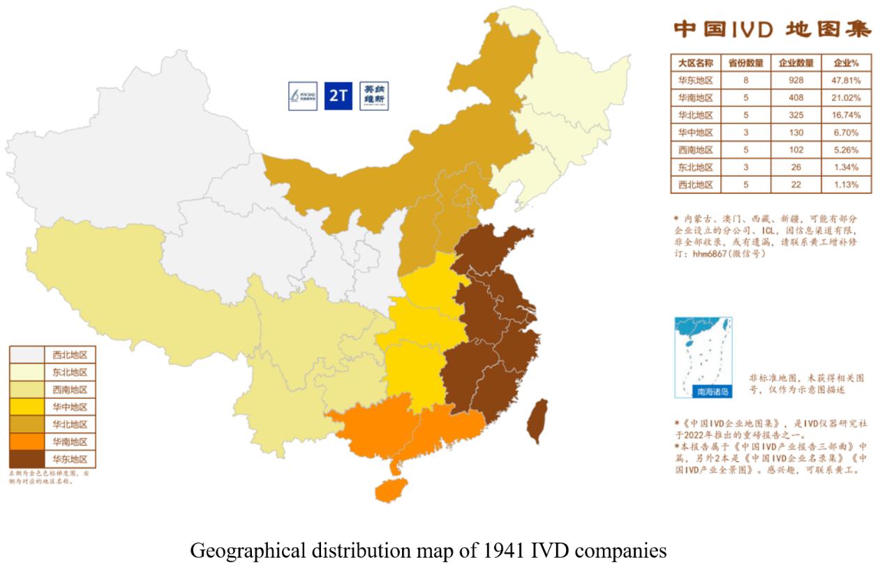 UNA descrizione geografica di Cinese IVD industria